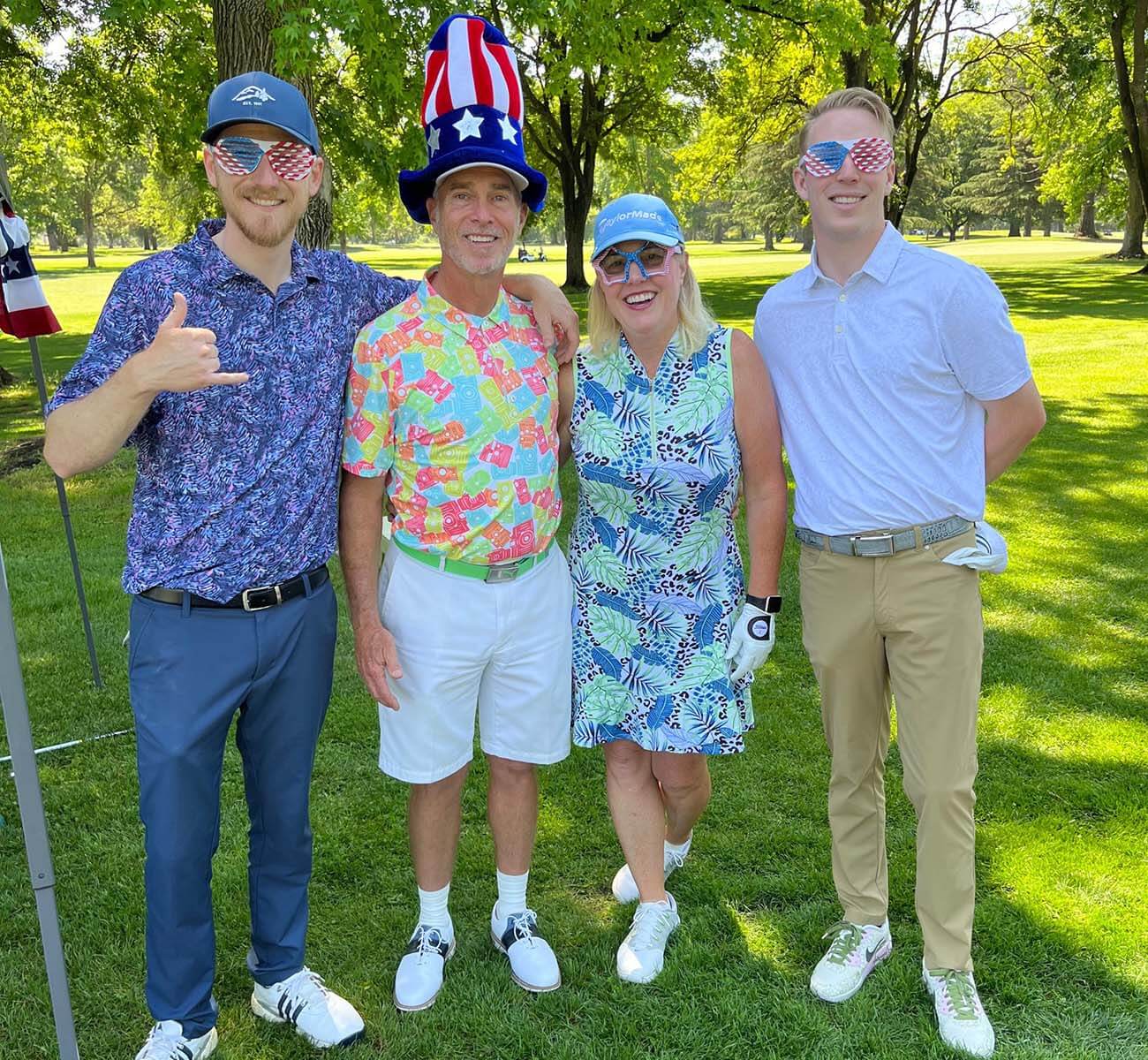 golfers with 4th of July hat and sunglasses