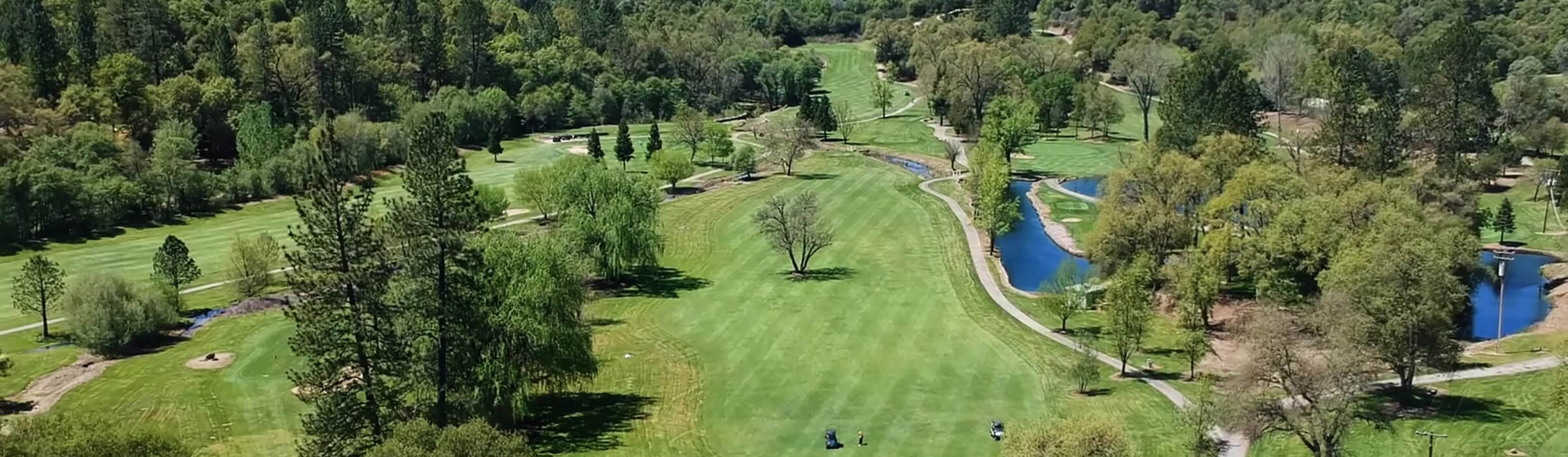 flyover view of golf course